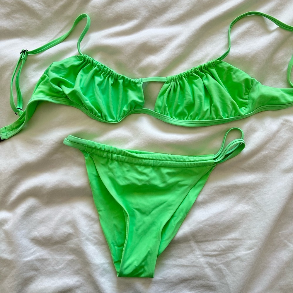 Blackbough Neon Green Swimwear Bikini Set (adjustable coverage)